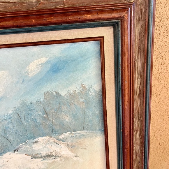 Vintage Oil On Canvas Painting Winter Wonder Land Sine By Jane 22/26 Inch - Picture 2 of 13
